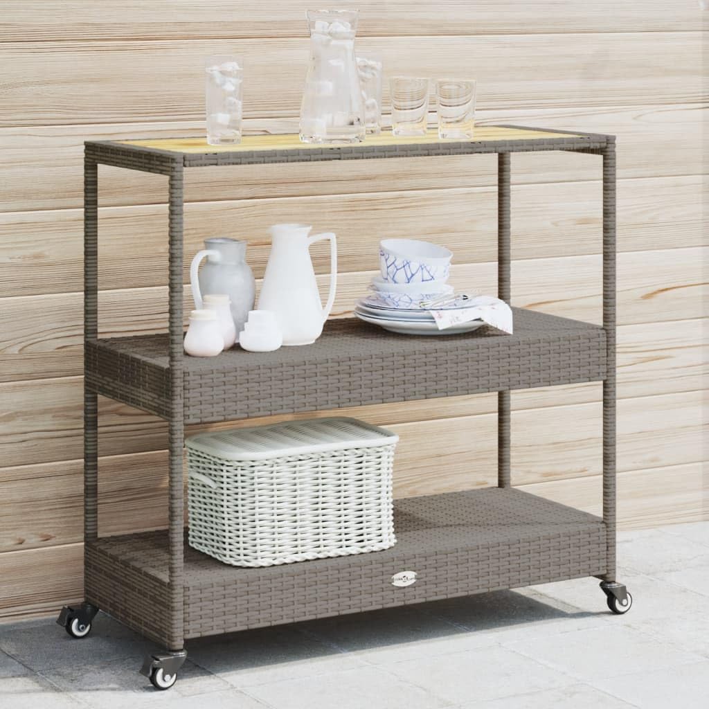 Home Bar Shelves - 3-Tier Outdoor Bar Cart, Mobile Serving