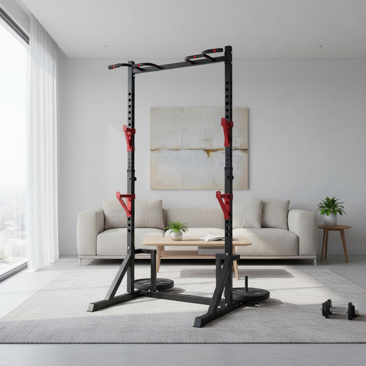 Adjustable Power Rack with Pul - Home Bar And Gym 评论和价格