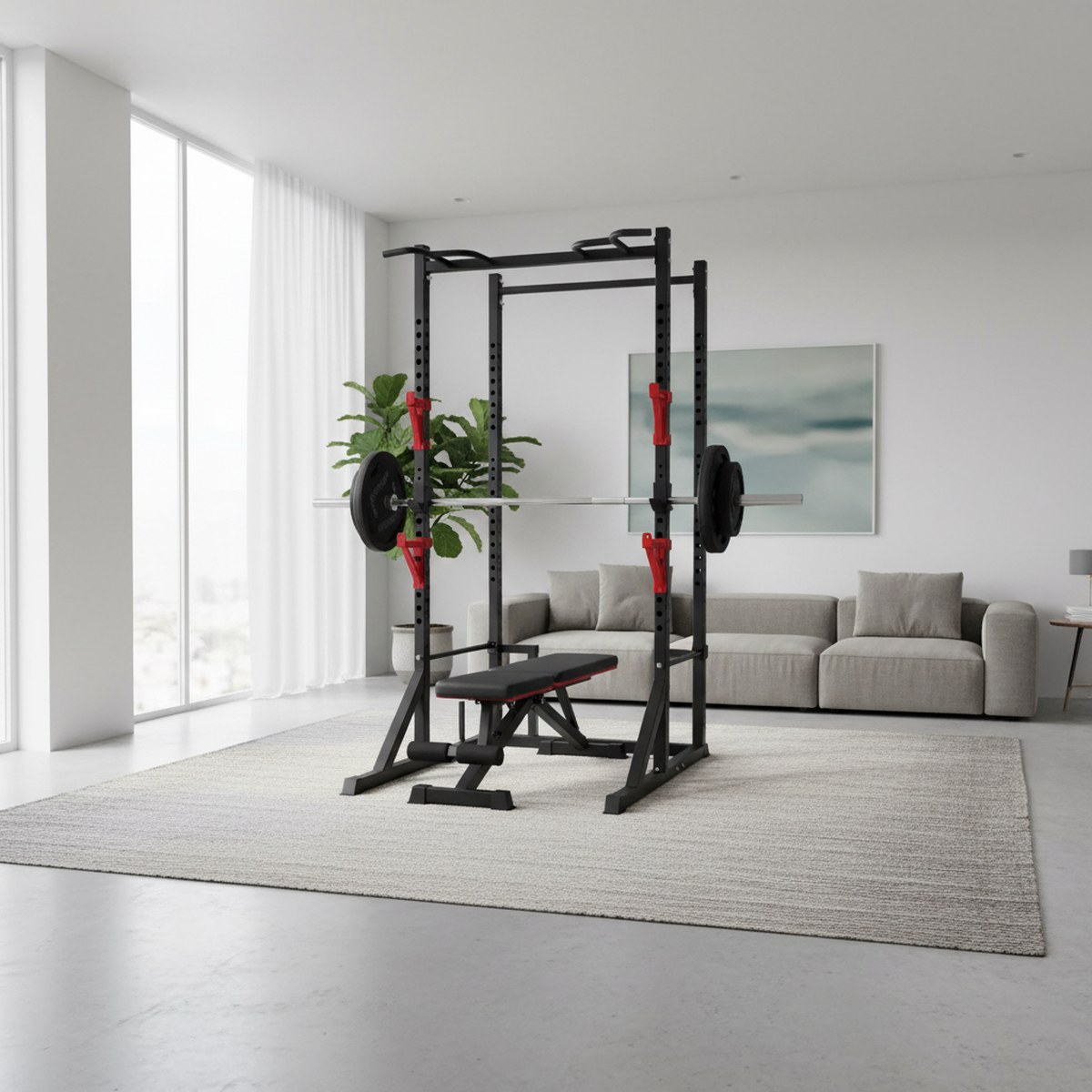 Adjustable Power Rack with Pul - Home Bar And Gym 评论和价格