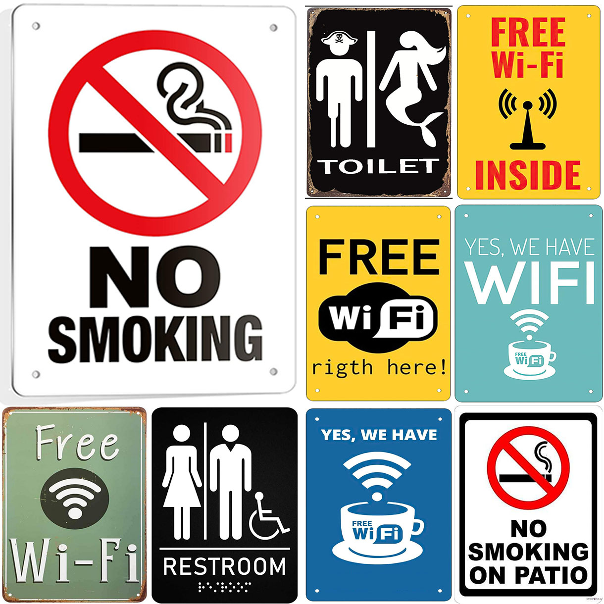 Metal Tin Signs Warning No Smo - Home Bar Cafe 评论和价格