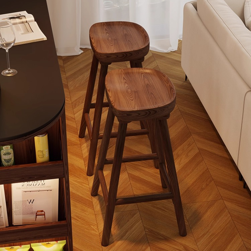 Solid Wood Curved Bar Stool Hi - Home Bar Seating 评论和价格
