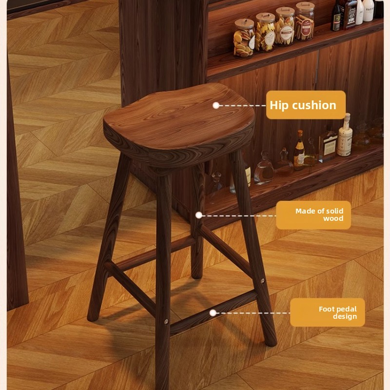 Solid Wood Curved Bar Stool Hi - Home Bar Seating 评论和价格