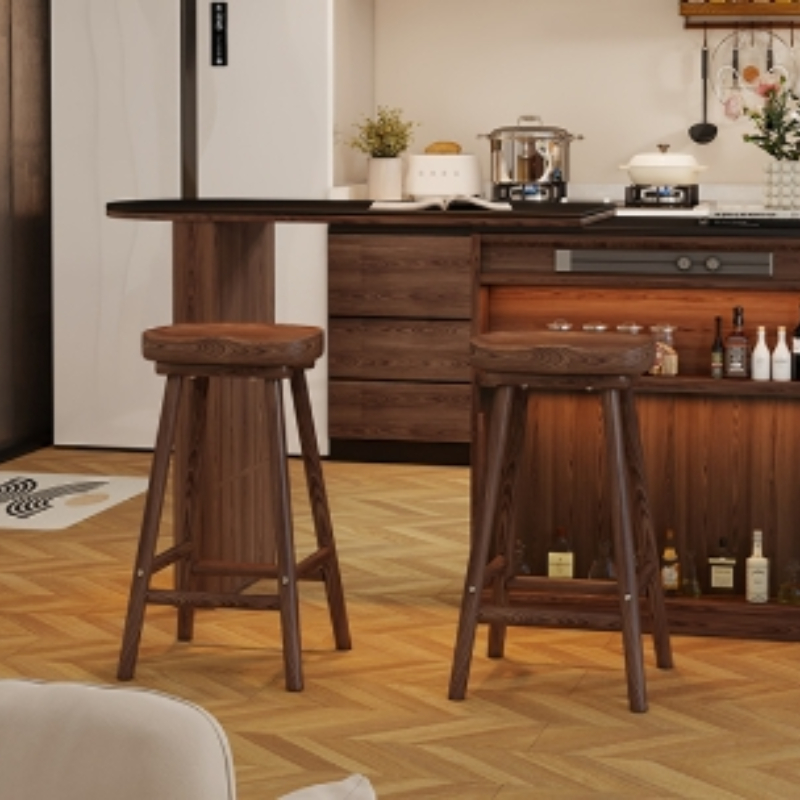 Solid Wood Curved Bar Stool Hi - Home Bar Seating 评论和价格