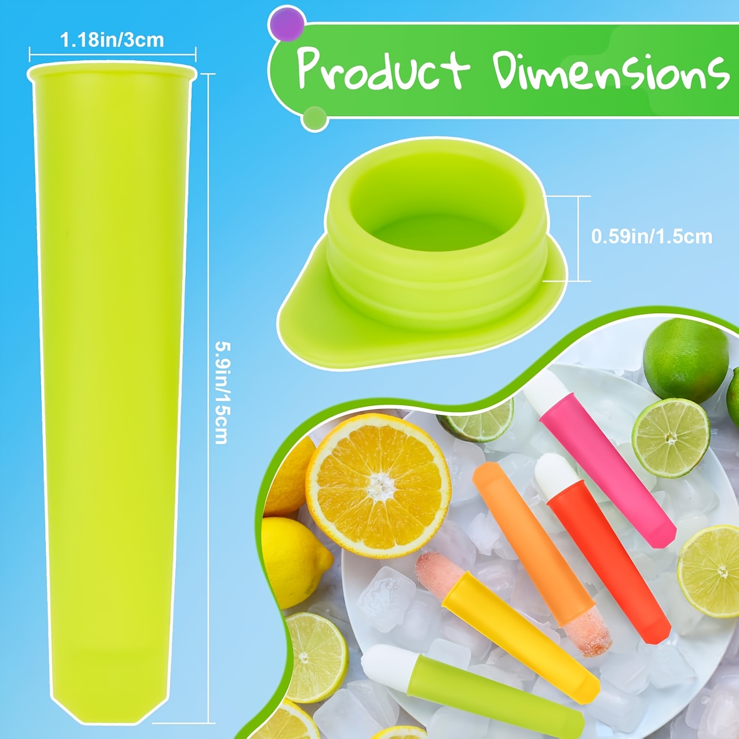 6Pcs Reusable Silicone Popsicl - Citrus Juicer Bar 评论和价格
