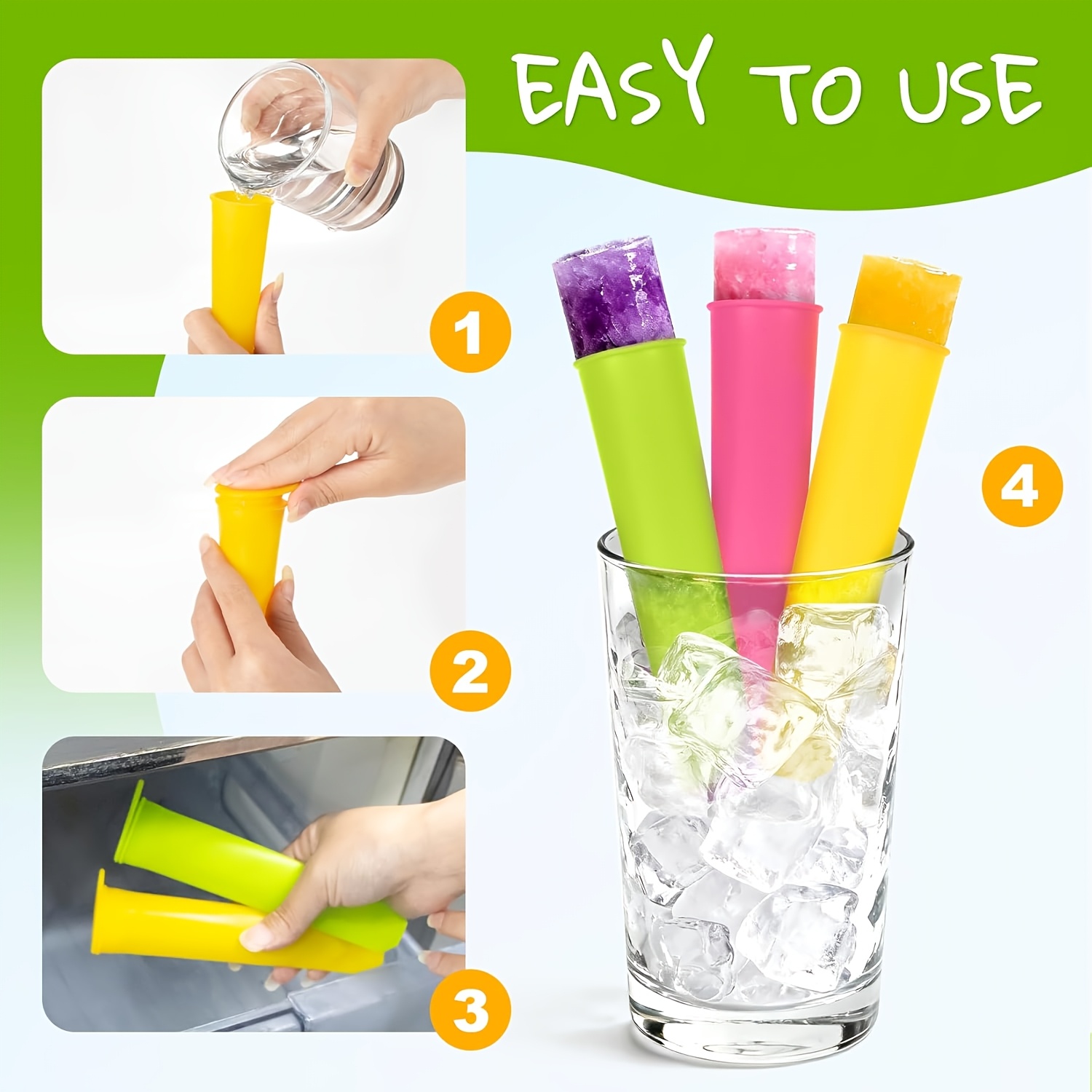 6Pcs Reusable Silicone Popsicl - Citrus Juicer Bar 评论和价格
