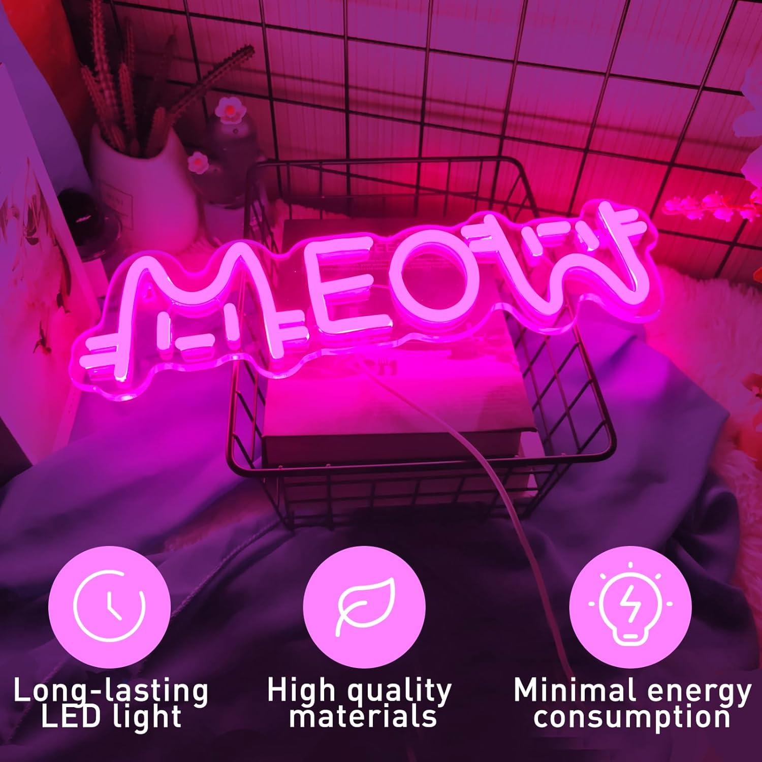 Meow Neon Sign Cat USB Powered - Home Bar And Restaurant 评论和价格