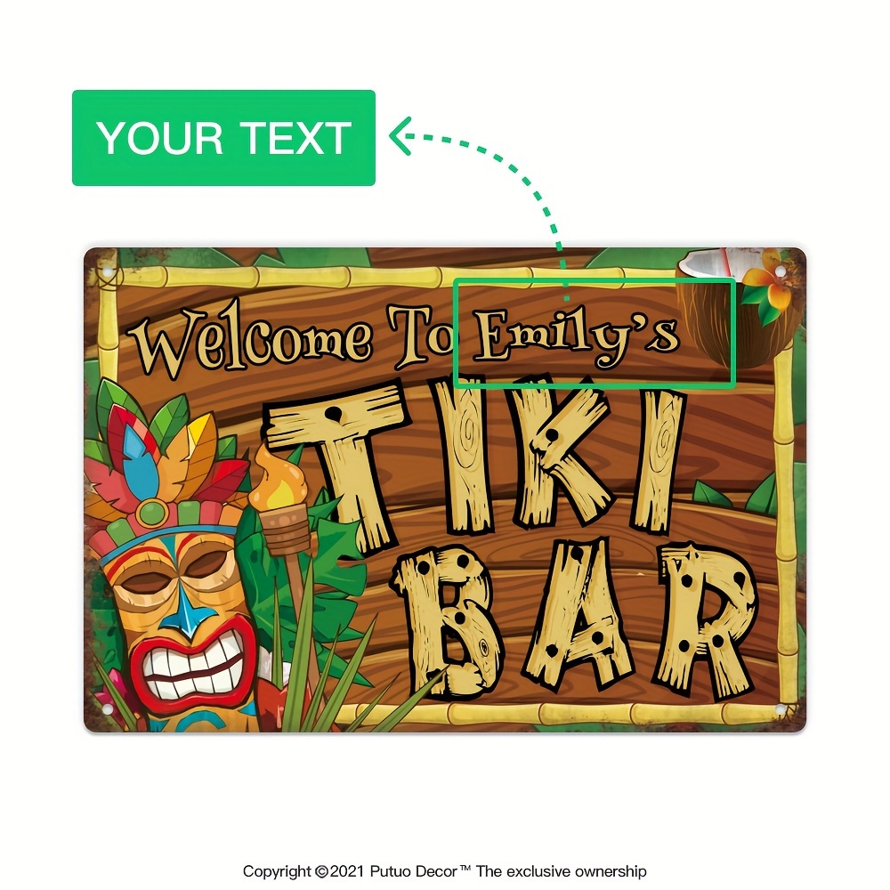 Custom  Decor Tiki Bar Sign, P - Home Bar And Restaurant 评论和价格