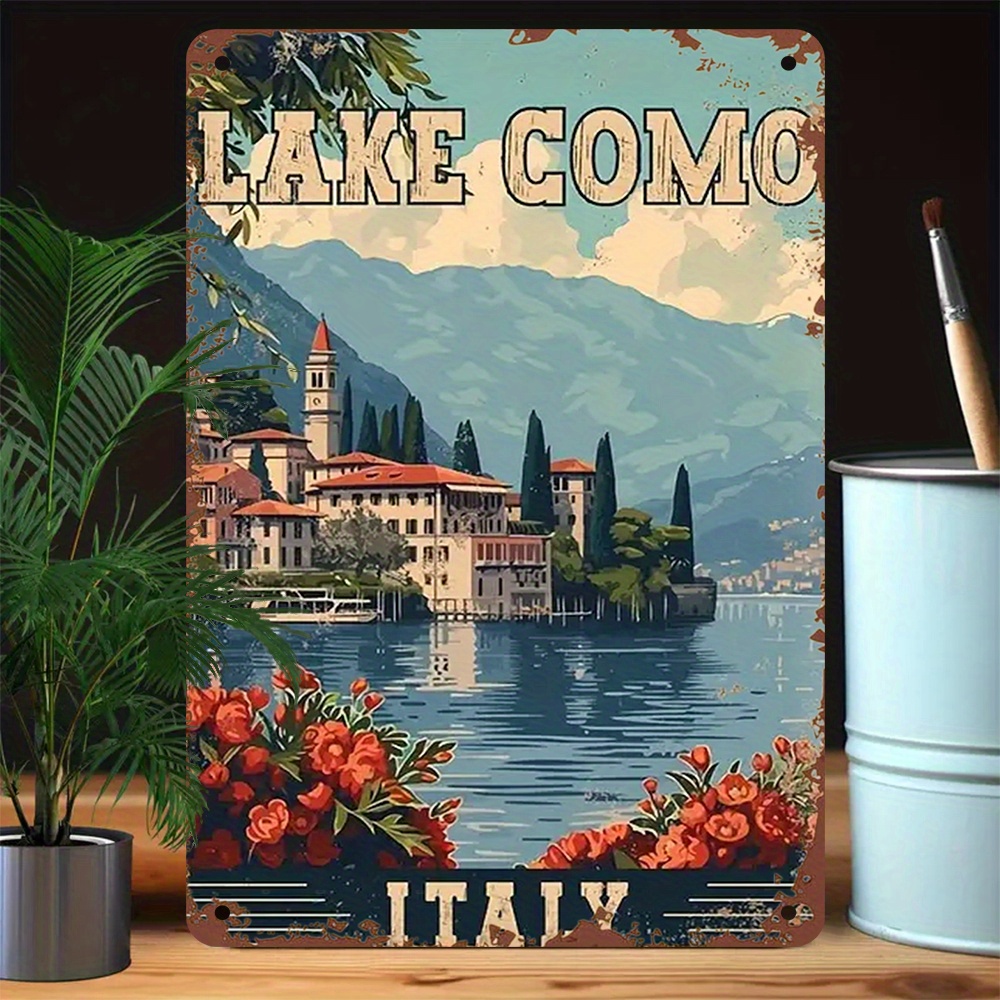 Vintage Lake Como Italy Metal  - Home Bar And Restaurant 评论和价格