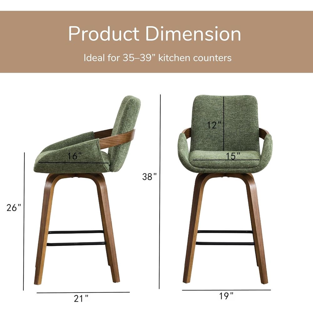 Set of 2 26 Swivel Bar Stools  - Home Bar Seating 评论和价格